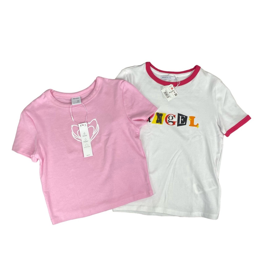 BERSHKA and HOUSEBRAND Bundle of Two NWT Short Sleeve Tees, Size Small